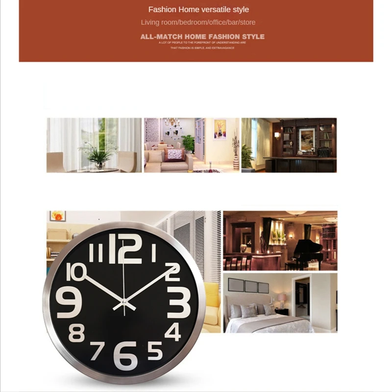 Современные настенные часы 12-дюймовые настенные часы на батарейках для спальни, офиса, кухни, гостиной Изображение 5
