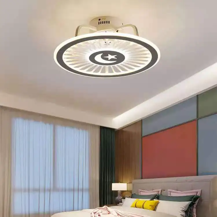 Современный светодиодный потолочный вентилятор в спальне, креативный кабинет, столовая, 3 цвета, вентилятор с дистанционным управлением Изображение 4