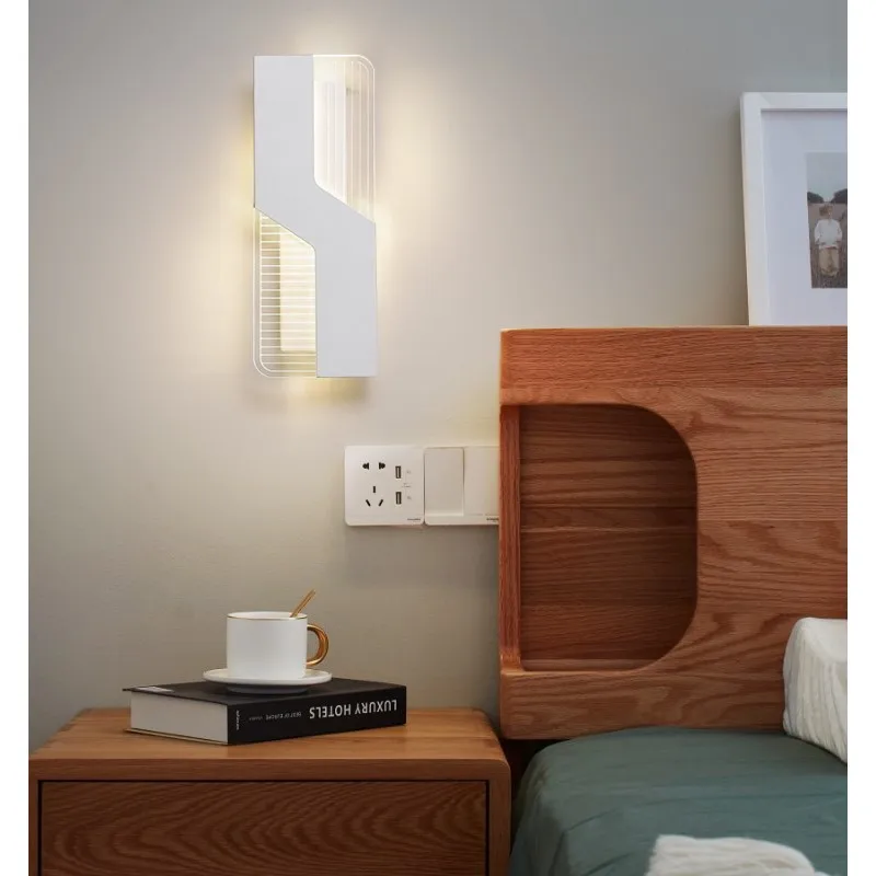 Современный скандинавский светодиодный минималистичный настенный светильник для спальни, гостиной, столовой, коридора, фона для прохода, настенных светильников в домашнем стиле Изображение 3