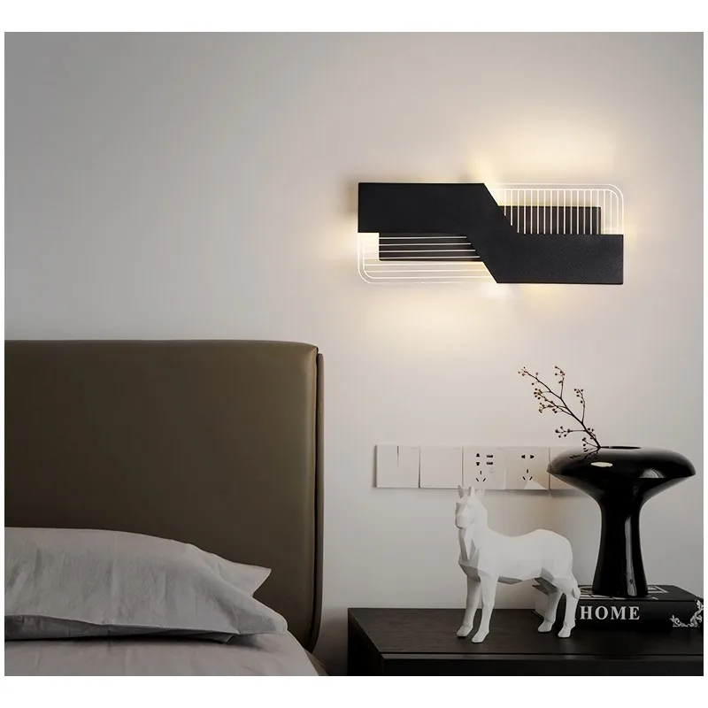Современный скандинавский светодиодный минималистичный настенный светильник для спальни, гостиной, столовой, коридора, фона для прохода, настенных светильников в домашнем стиле Изображение 4