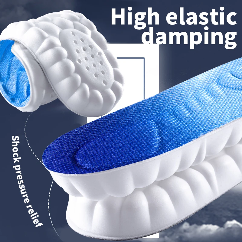 Спортивные стельки с технологией 4D Cloud для обуви, подошва из искусственной кожи, мягкая дышащая амортизирующая подушка, ортопедические стельки для бега Изображение 1