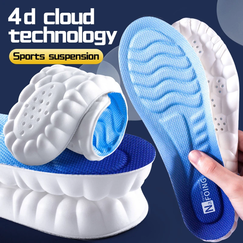 Спортивные стельки с технологией 4D Cloud для обуви, подошва из искусственной кожи, мягкая дышащая амортизирующая подушка, ортопедические стельки для бега Изображение 3