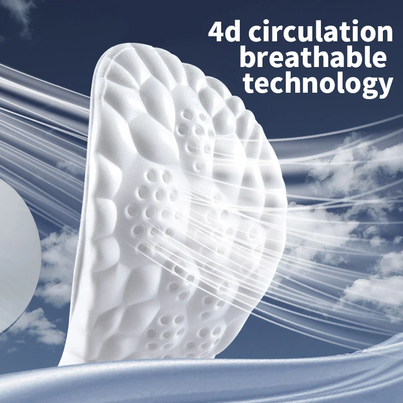 Спортивные стельки с технологией 4D Cloud для обуви, подошва из искусственной кожи, мягкая дышащая амортизирующая подушка, ортопедические стельки для бега Изображение 4
