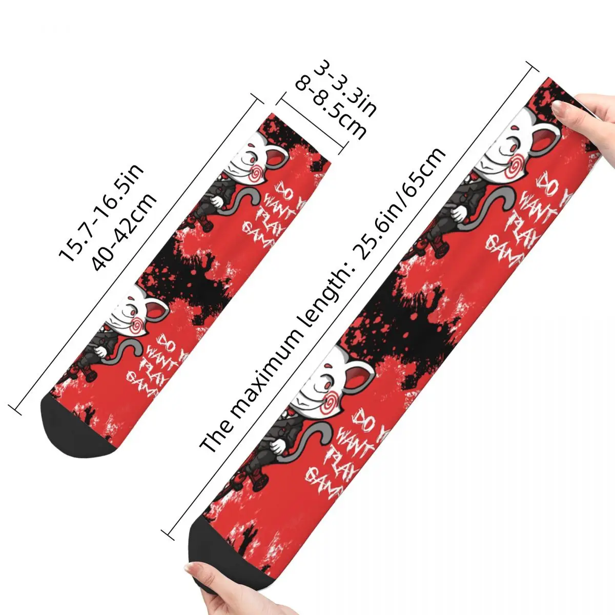 Сумасшедший Компрессионный Носок Play A Game Essential для Мужчин в стиле Хип-Хоп Harajuku Saw Horror Film Бесшовный Узор Crew Sock Повседневный Подарок Изображение 2