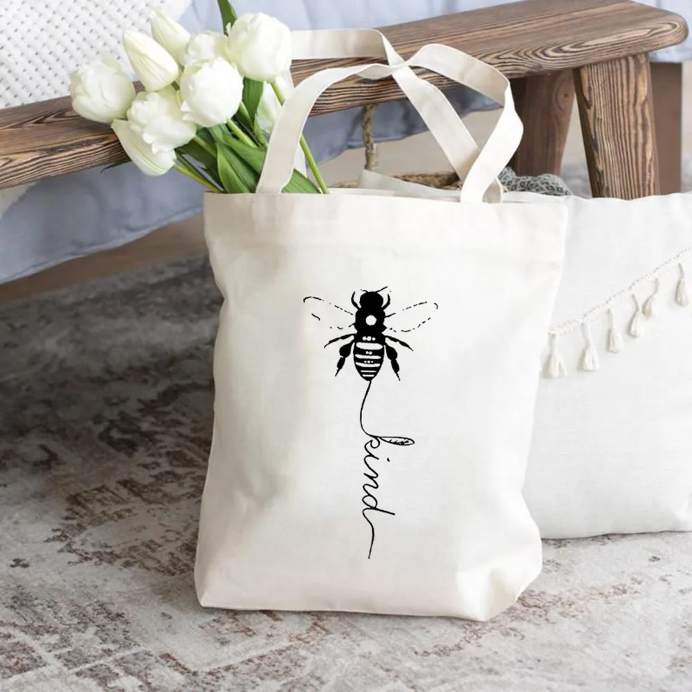 Сумки Let it Bee, женские Мужские сумки для покупок, дизайнерские сумки, модные повседневные сумки через плечо с милой пчелиной печатью Изображение 3