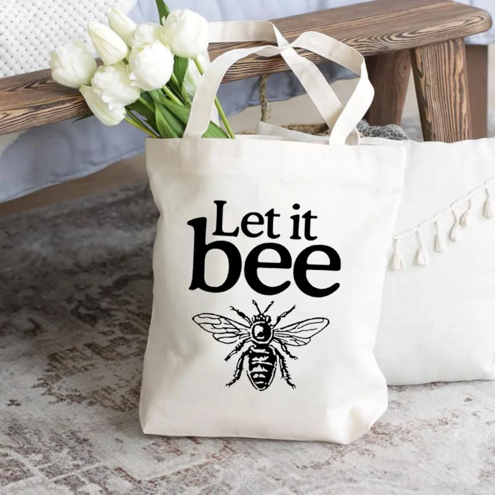 Сумки Let it Bee, женские Мужские сумки для покупок, дизайнерские сумки, модные повседневные сумки через плечо с милой пчелиной печатью Изображение 4