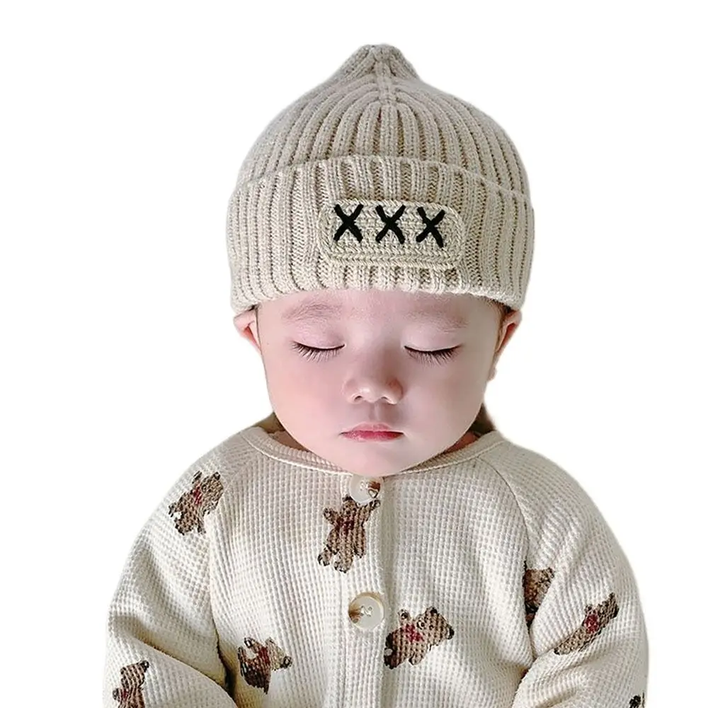 Теплые вязаные шапочки Для малышей, вязаная шапочка в стиле хип-хоп, теплая шапочка, мягкие утолщенные детские шапочки-бини для новорожденных малышей Изображение 3