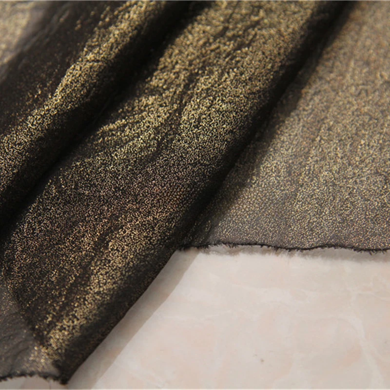 Ткань Шириной 50 см x 150 см, черный низ, шифоновая ткань с золотым покрытием, платье-рубашка, длинная юбка Hanfu, однотонная, легкая, дышащая Изображение 1