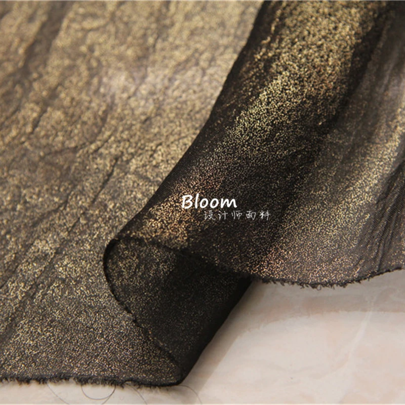 Ткань Шириной 50 см x 150 см, черный низ, шифоновая ткань с золотым покрытием, платье-рубашка, длинная юбка Hanfu, однотонная, легкая, дышащая Изображение 5
