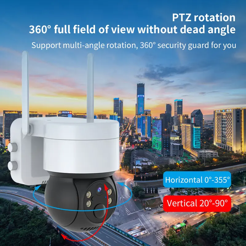 Уличная IP-камера PTZ на солнечной энергии 1080P HD WiFi, Беспроводная система безопасности, встроенный аккумулятор, камера наблюдения, голосовая сигнализация CCTV iCSee Изображение 4