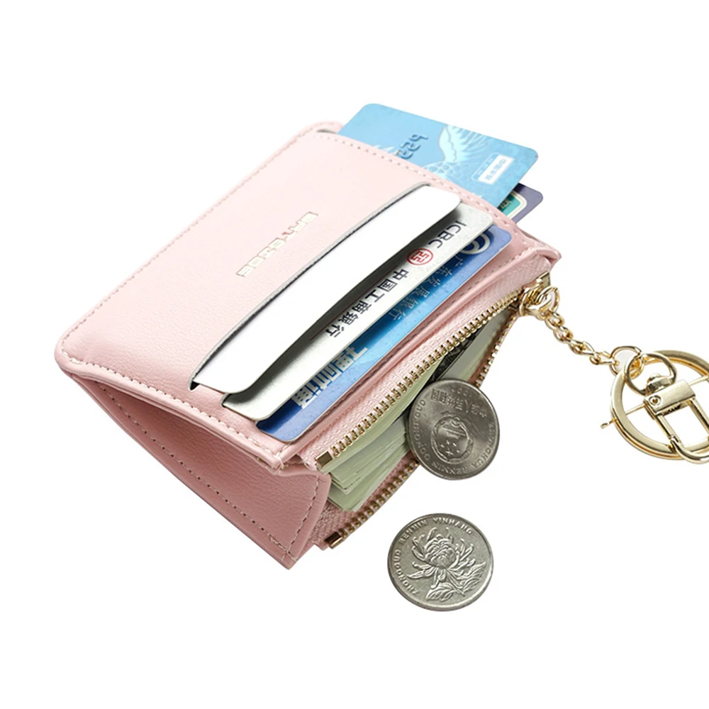 Универсальная идентификационная карта с кисточкой на молнии, держатель для кредитных бейджей, женский Короткий кошелек, Портмоне с брелоком для ключей Изображение 3