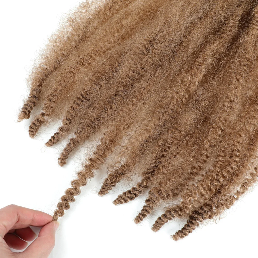 Упругие волосы в стиле афро Твист, подходящие для поврежденных мягких локонов, Синтетические кудрявые волосы для плетения кос Марли Твист Для чернокожих женщин, объемное наращивание Изображение 4