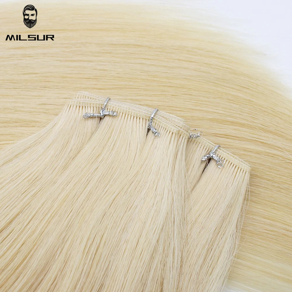 Уток из человеческих волос для женщин Genius Weft Прямые Невидимые Легкие Волосы Для наращивания для женщин 100 г Шиньоны из уток из человеческих волос Remy Изображение 1