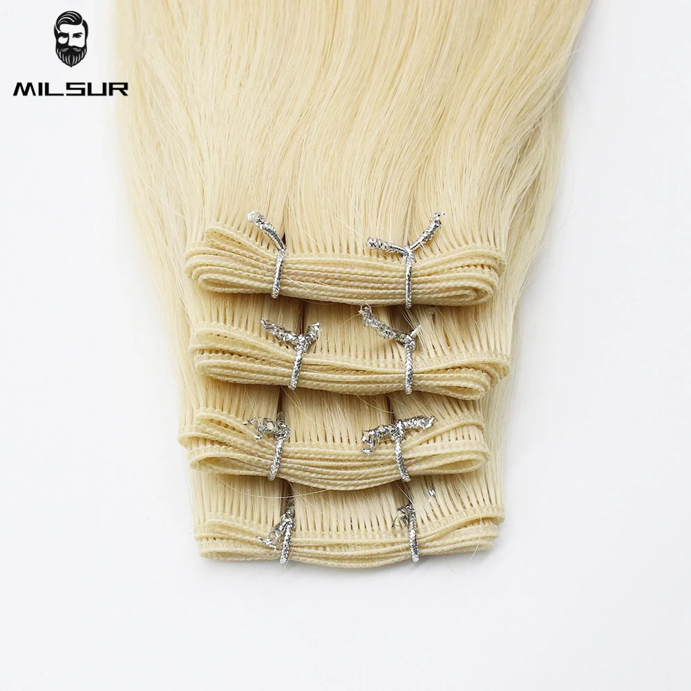 Уток из человеческих волос для женщин Genius Weft Прямые Невидимые Легкие Волосы Для наращивания для женщин 100 г Шиньоны из уток из человеческих волос Remy Изображение 3