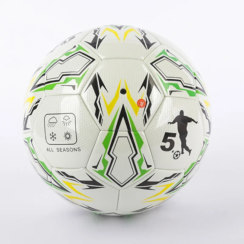 Футбольный мяч из искусственной кожи с клейким покрытием Официального размера 5, износостойкий, прочный, защищающий от протечек, футбольный мяч для тренировок на открытом воздухе на лугу Изображение 3