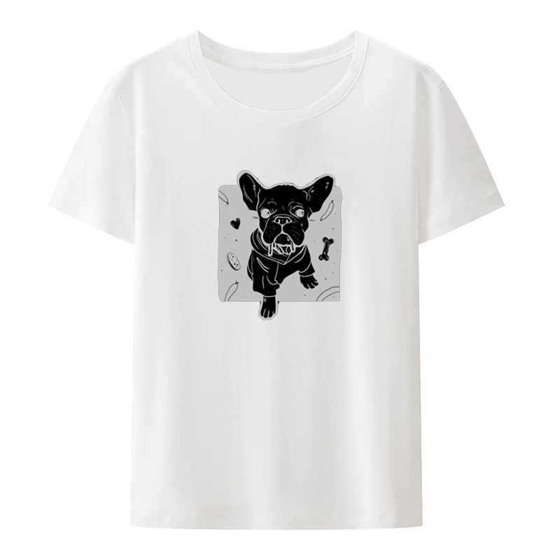 Хлопковая футболка с головой французского бульдога, винтажный топ, уличная одежда Y2k, мужские футболки с графическим принтом Kpop, мужская дизайнерская одежда Tech Cool Изображение 5