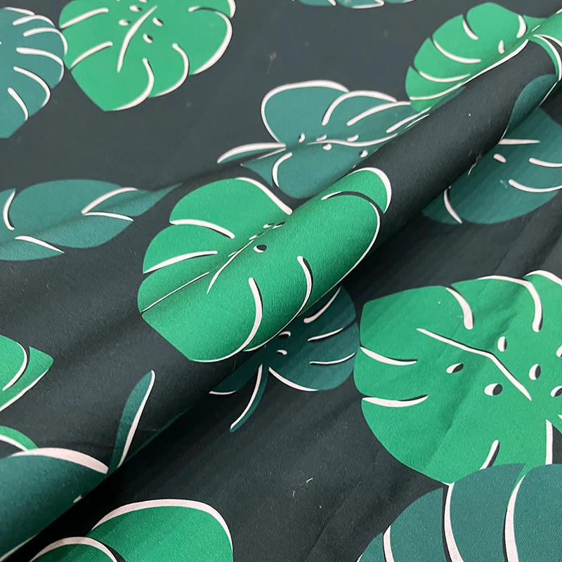 Хлопчатобумажная ткань с принтом зеленых крупных листьев европейских и американских тропических растений Для женского платья, блузки ручной работы, ткань для шитья своими руками Изображение 1