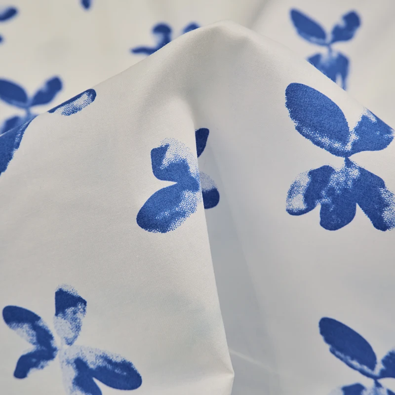Хлопчатобумажная ткань с синим цветочным принтом и крашеная ткань одежда платье рубашка ручной работы из чистого хлопка летняя цветочная ткань Изображение 3