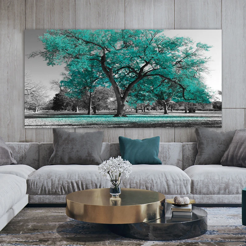 Цельные плакаты и принты с изображением дерева, современный осенний пейзаж, холст, настенная картина для украшения дома в гостиной, без рамки Изображение 2