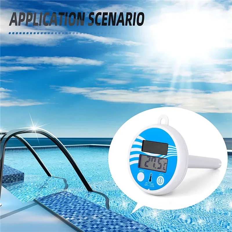 Цифровой дисплей температуры в спа-бассейне, водонепроницаемый С термометром солнечной энергии и Фаренгейта, а также плавающий в помещении и на открытом воздухе по Цельсию Изображение 2