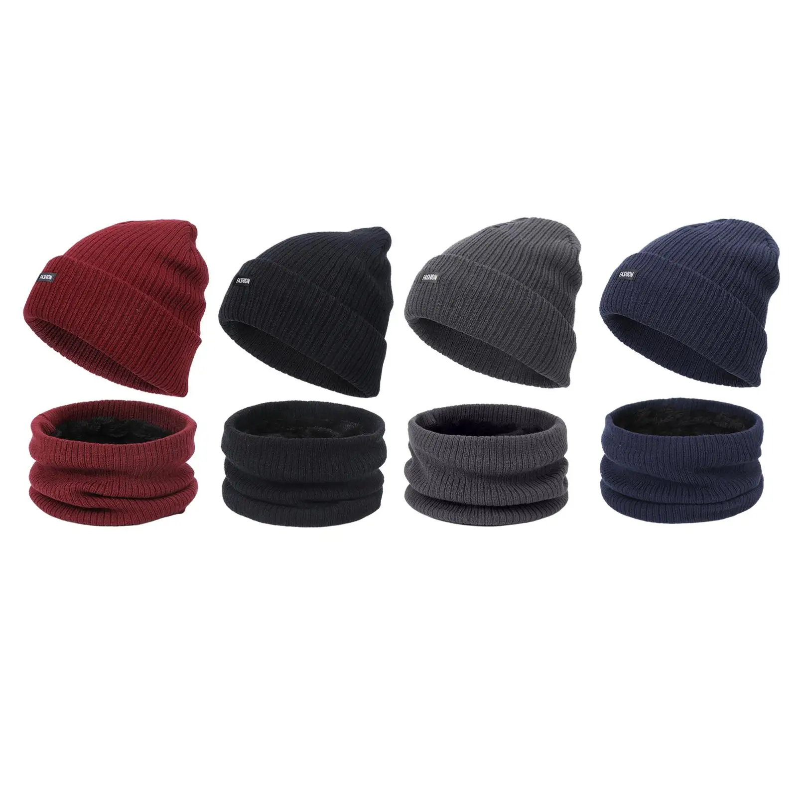 шапка-шарф для мужчин и женщин, комплект из 2 предметов, зимняя шапка-шарф, теплая вязаная шапка с черепом Изображение 0