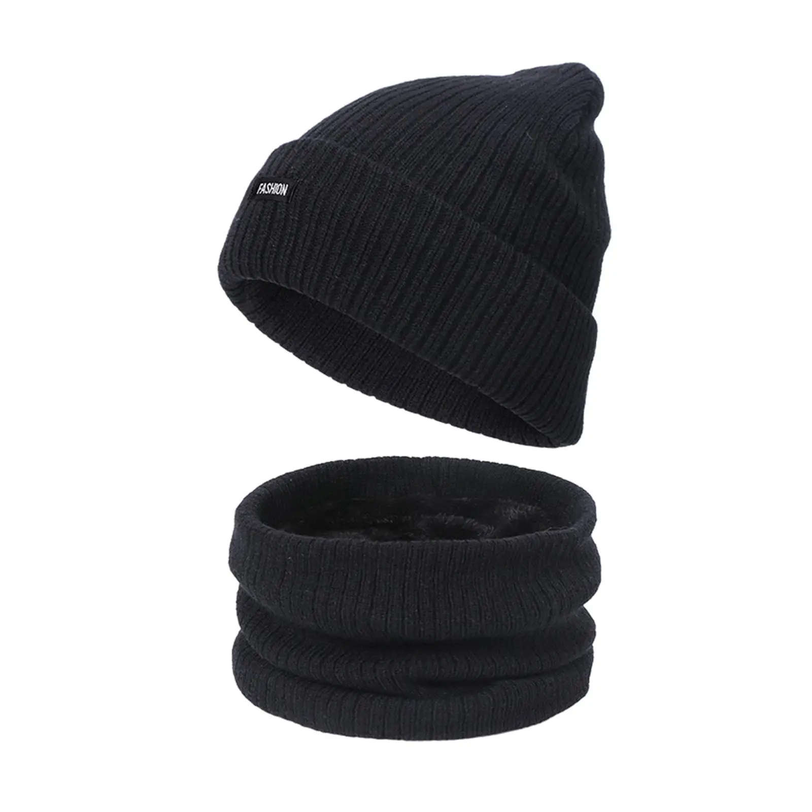 шапка-шарф для мужчин и женщин, комплект из 2 предметов, зимняя шапка-шарф, теплая вязаная шапка с черепом Изображение 2