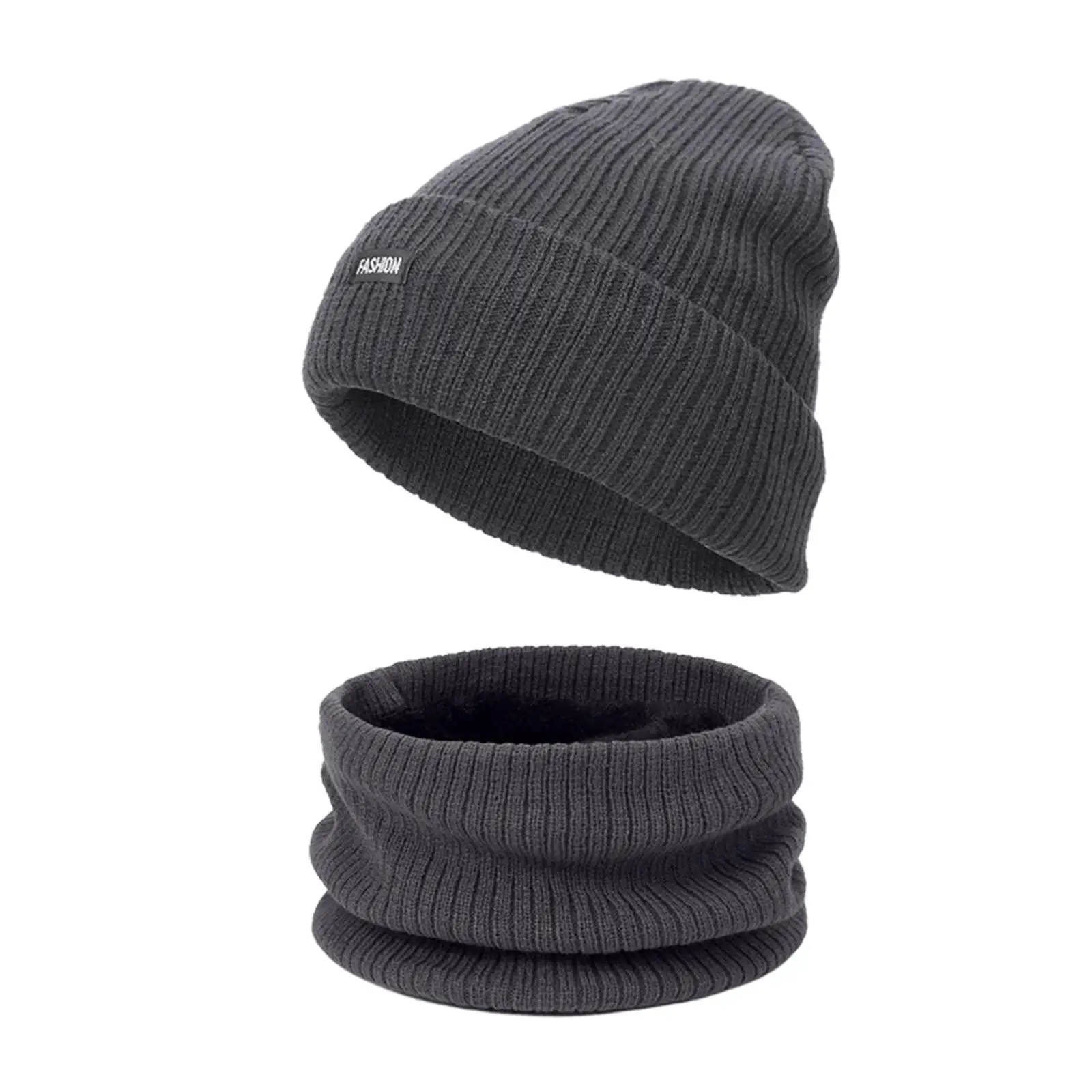 шапка-шарф для мужчин и женщин, комплект из 2 предметов, зимняя шапка-шарф, теплая вязаная шапка с черепом Изображение 3