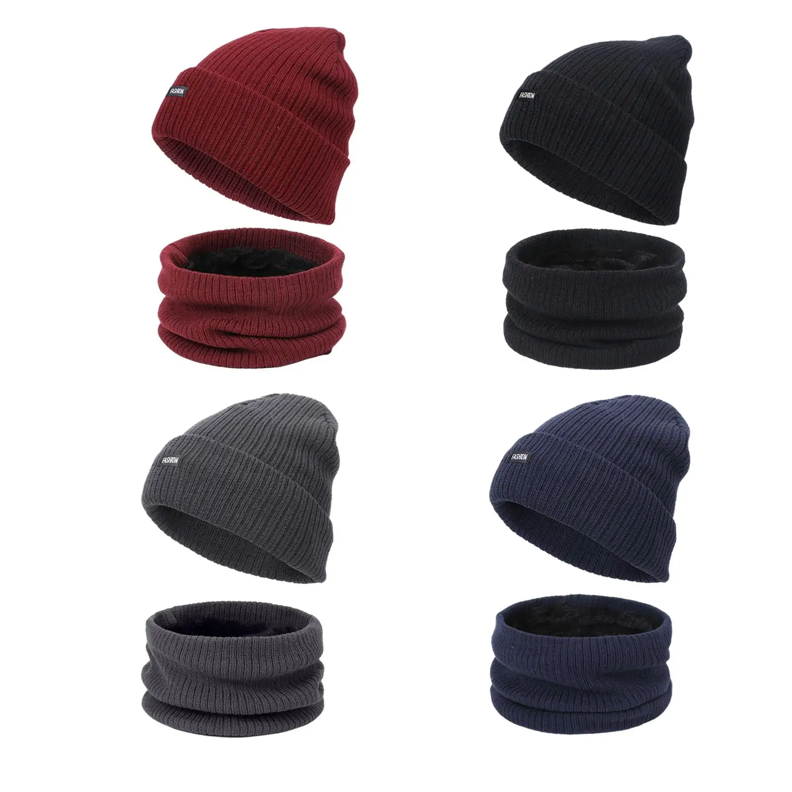 шапка-шарф для мужчин и женщин, комплект из 2 предметов, зимняя шапка-шарф, теплая вязаная шапка с черепом Изображение 5