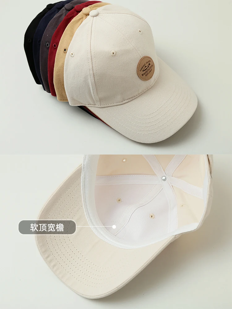 Шляпа в японском стиле, кепка с круглой этикеткой, женская повседневная универсальная летняя солнцезащитная кепка, подходящая для круглых лиц, бейсболка Tide Изображение 3
