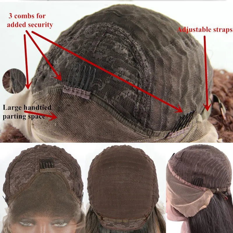 Яки Кудрявый парик из прямых синтетических волос на кружеве, предварительно выщипанный из высококачественного термостойкого волокна 180% плотности для ежедневного использования женщинами Изображение 5