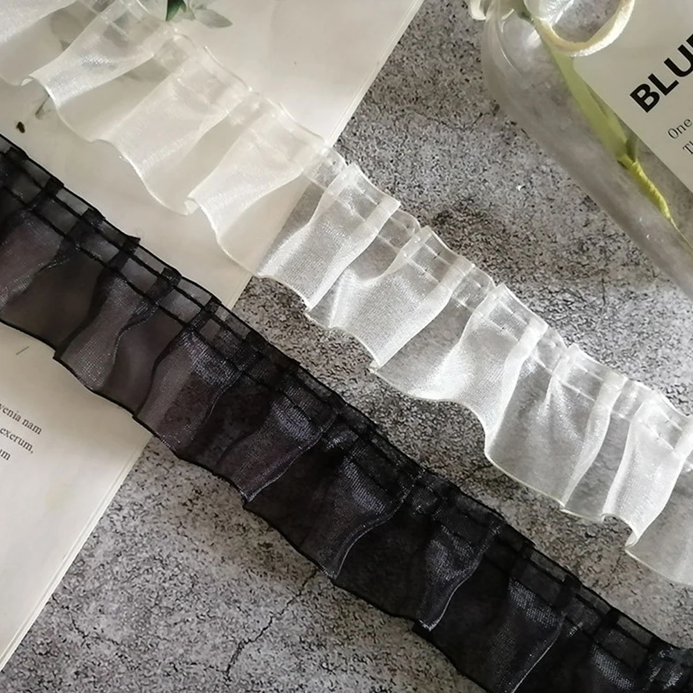1 ярд высококачественной черно-белой кружевной ткани тюль для рукоделия тесьма для одежды DIY отделка ручной работы швейные аксессуары 4 см Изображение 5
