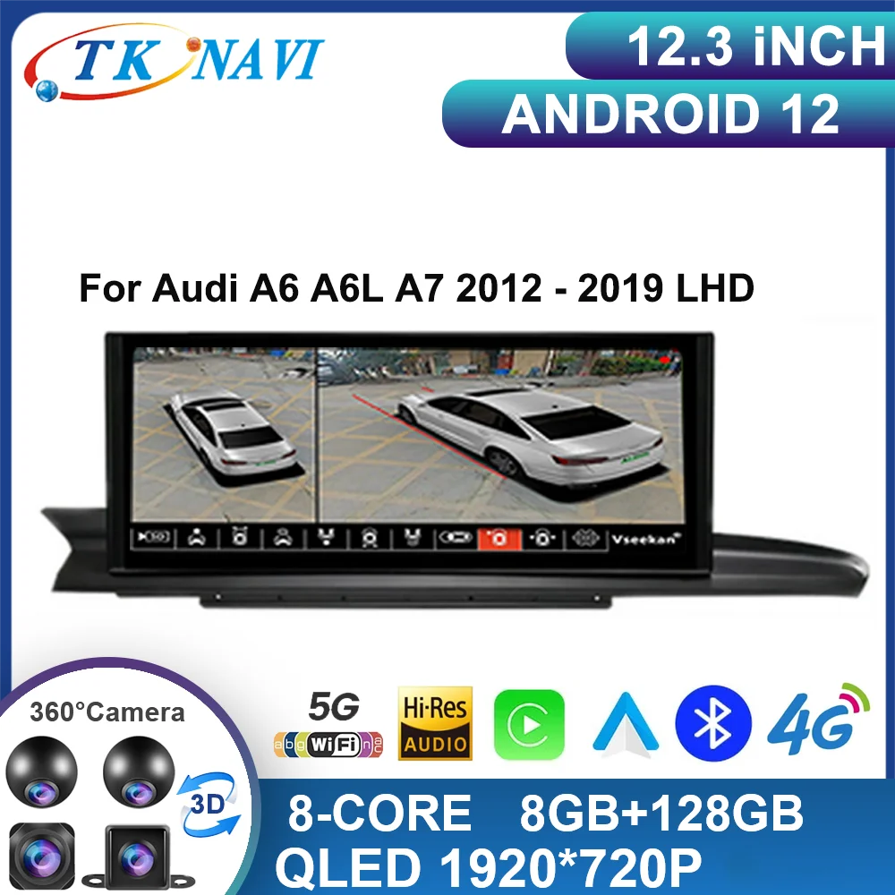 12,3 Дюймов Android 12 Для Audi A6 A6L A7 2012-2019 Автомобильные Аксессуары С Сенсорным Экраном Carplay Монитор Мультимедийный Авторадио Плеер BT Изображение 0
