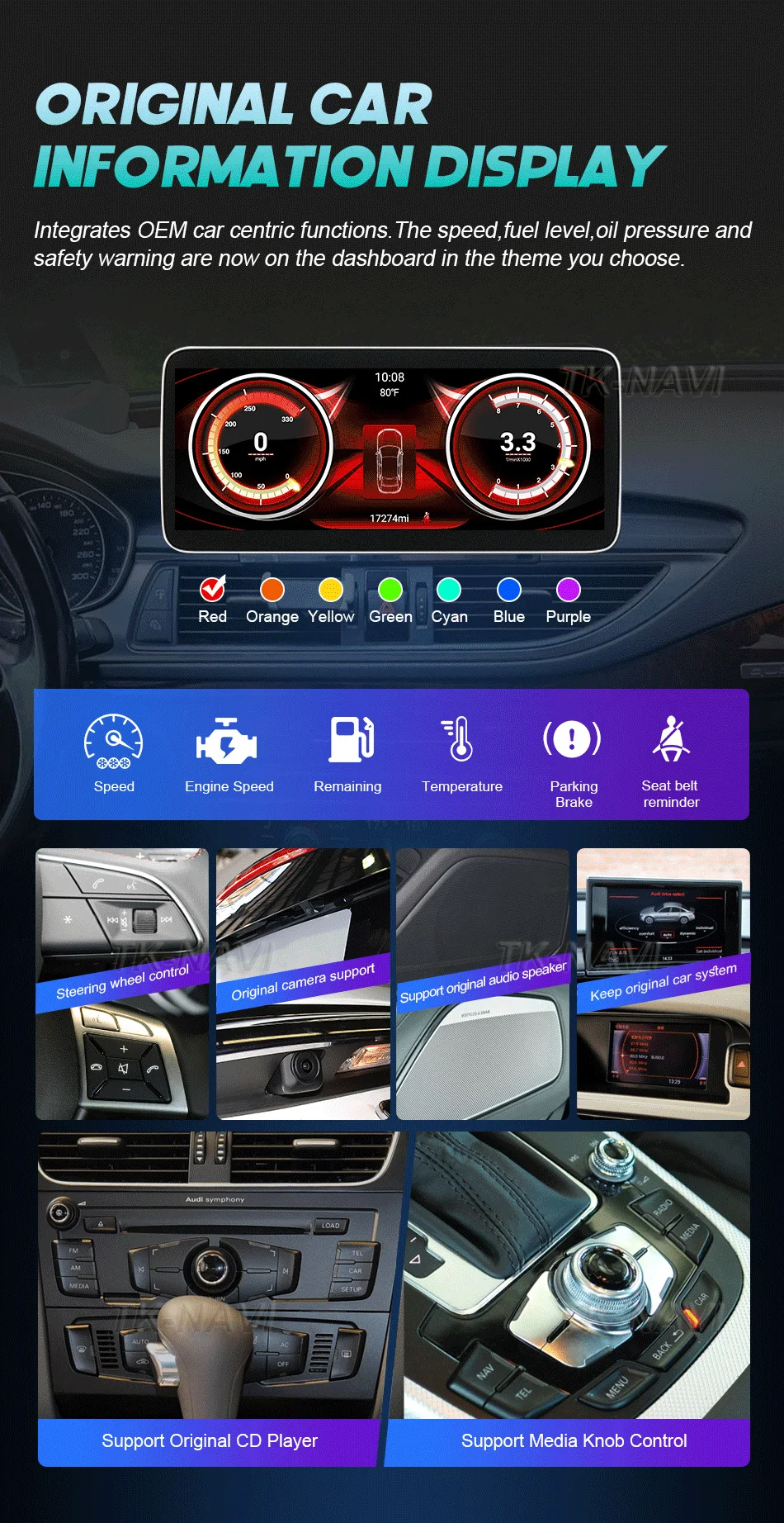 12,3 Дюймов Android 12 Для Audi A6 A6L A7 2012-2019 Автомобильные Аксессуары С Сенсорным Экраном Carplay Монитор Мультимедийный Авторадио Плеер BT Изображение 2