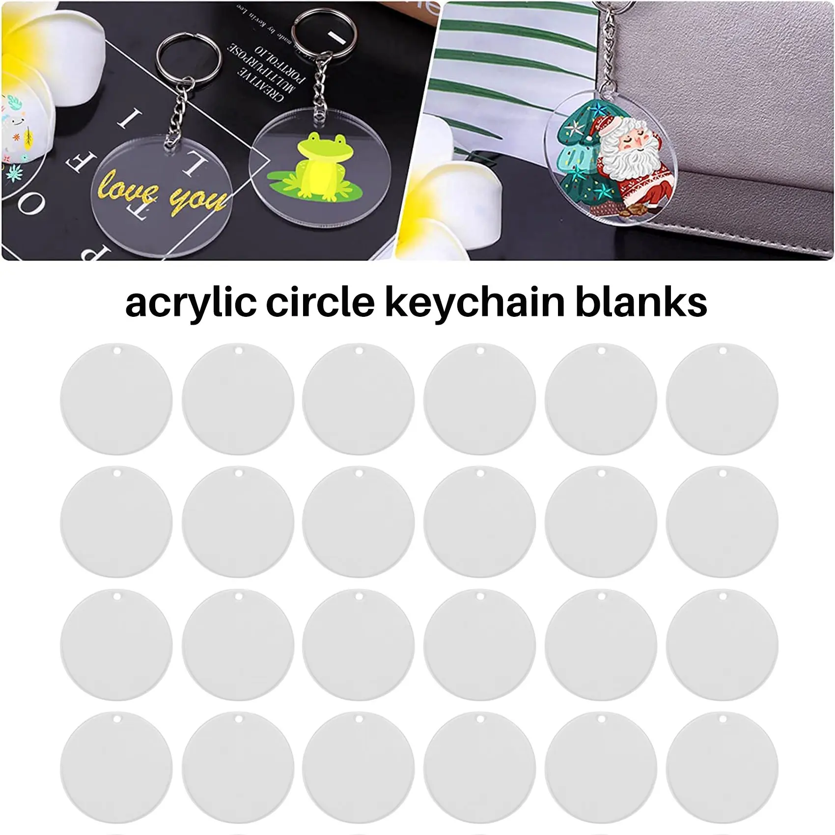 150 шт круглых акриловых заготовок для брелоков, 2-дюймовые прозрачные акриловые круги и диски, прозрачные для проекта DIY Keychain Craft Изображение 3