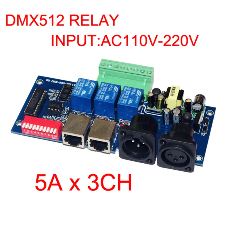 1шт Высокое Качество DMX512 Реле 5A * 3CH Контроллер DMX-РЕЛЕ-3-Канальный Вход AC110V-220V Светодиодный Декодер Контроллер Бесплатная Доставка Изображение 0