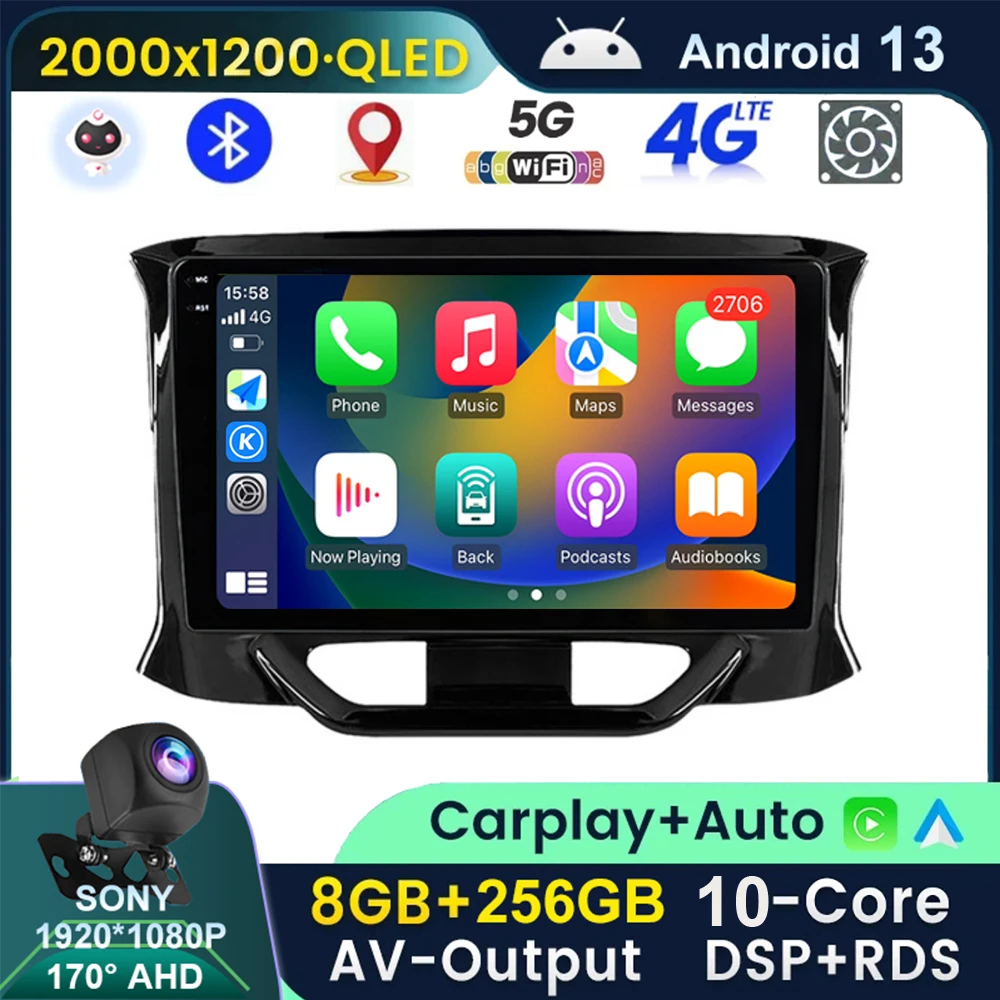 2 Din QLED 2k Автомобильный радиоприемник Мультимедийный видеоплеер для LADA X ray Xray 2015 - 2019 Android 13 Auto CarPlay GPS 2din Стерео Изображение 0