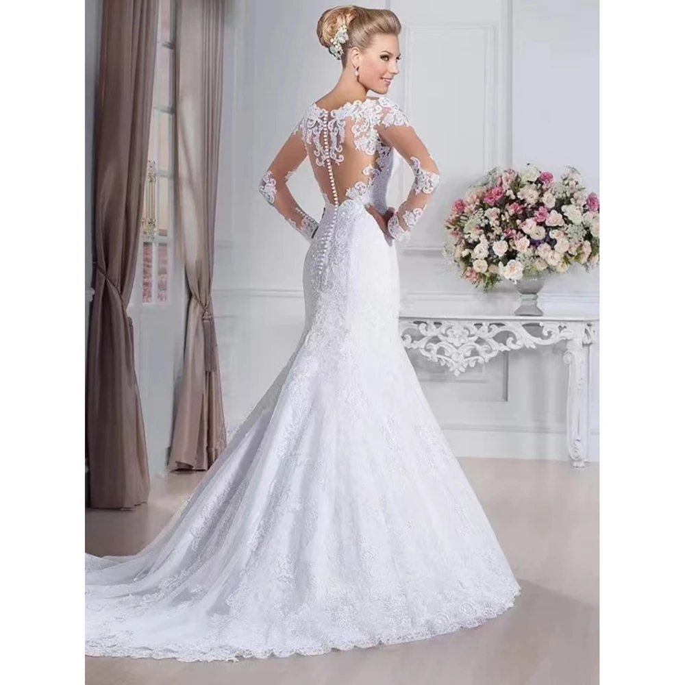 2023, Новое Тонкое Благородное Элегантное Сексуальное Свадебное платье с Рыбьим хвостом, Свадебное платье длиной до пола, Богемное Белое Изображение 1