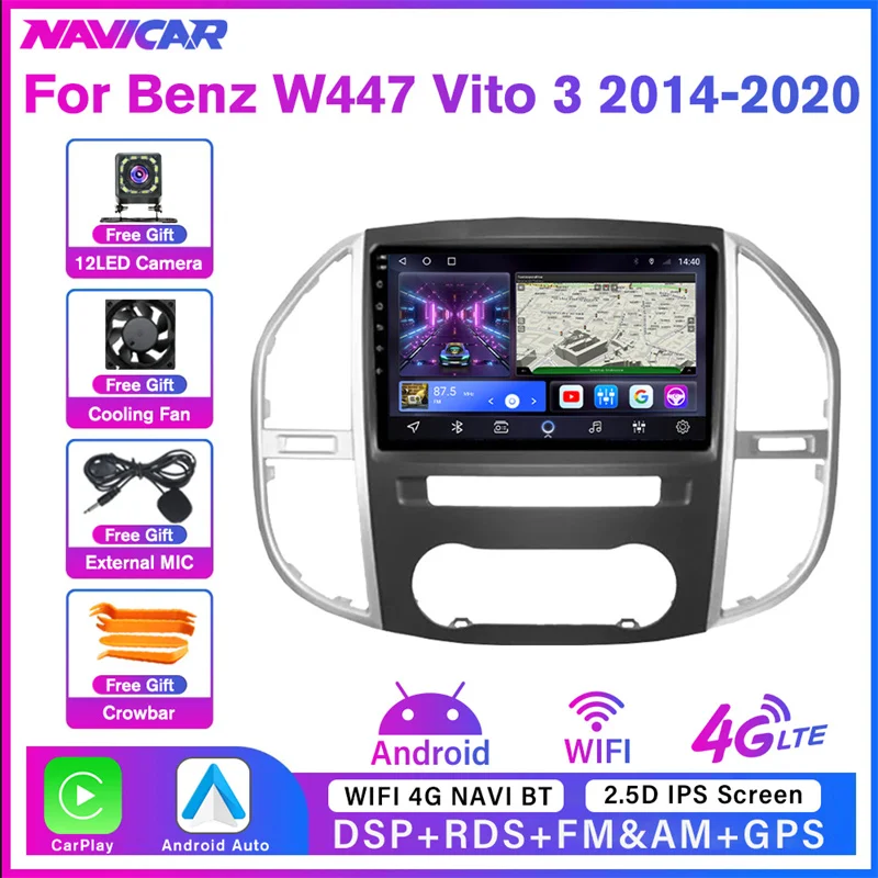 2Din Android10 Автомагнитола Для Mercedes Benz W447 Vito 3 2014-2020 Стереоприемник GPS Навигация Автомобильный Приемник DSP Авторадио IGO Изображение 0