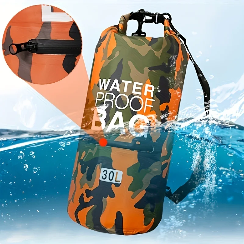 2Л / 20Л / 30Л Уличная камуфляжная сумка для сушки из полиэстера, водонепроницаемое наплечное ведро, легкая сумка для дрейфующего пляжа и бассейна X413A Изображение 2