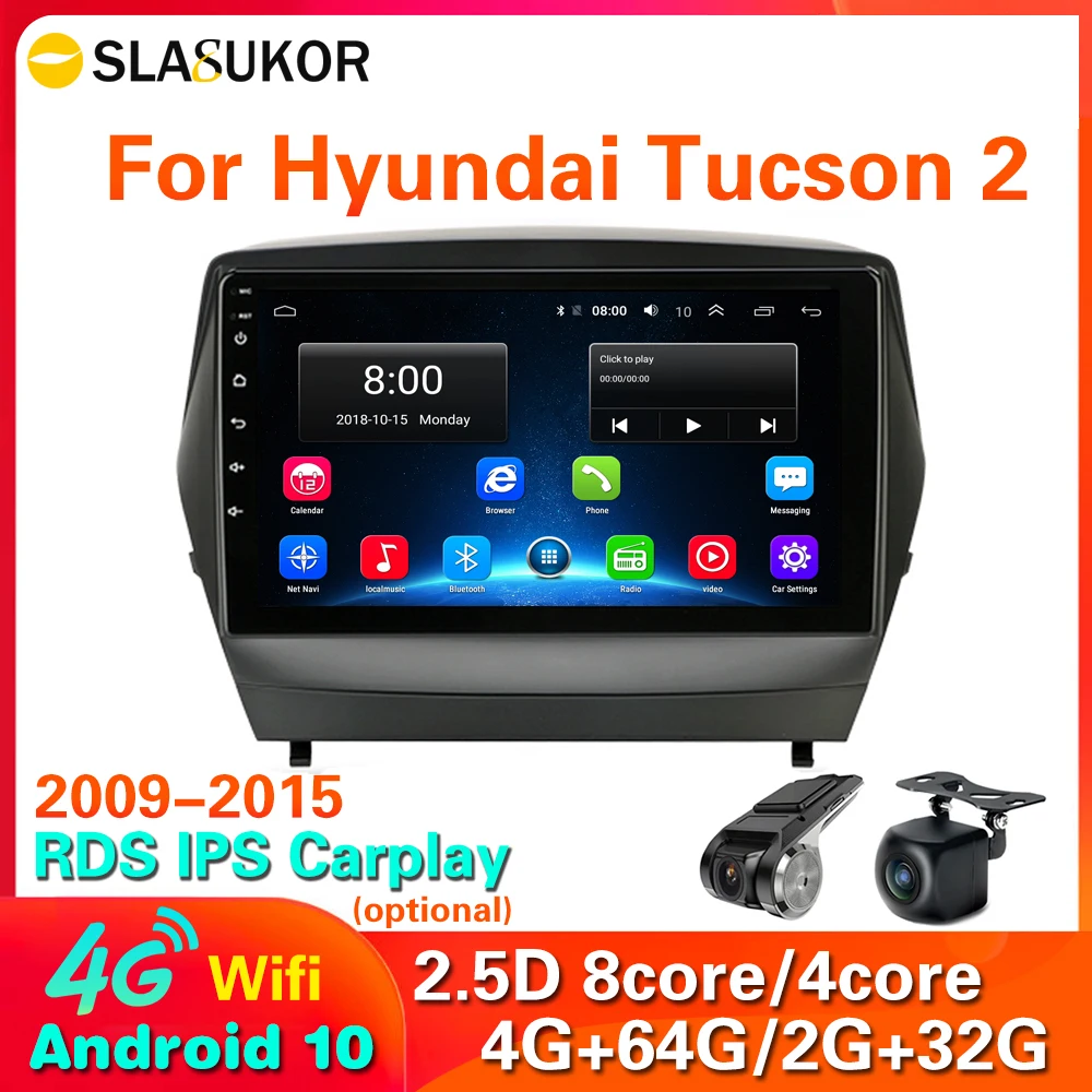 4G LTE 64G Rom 2din Android Автомобильный Радио Мультимедийный Видеоплеер Навигация GPS Для Hyundai Tucson 2 LM IX35 2009-2015 Головное Устройство BT Изображение 0