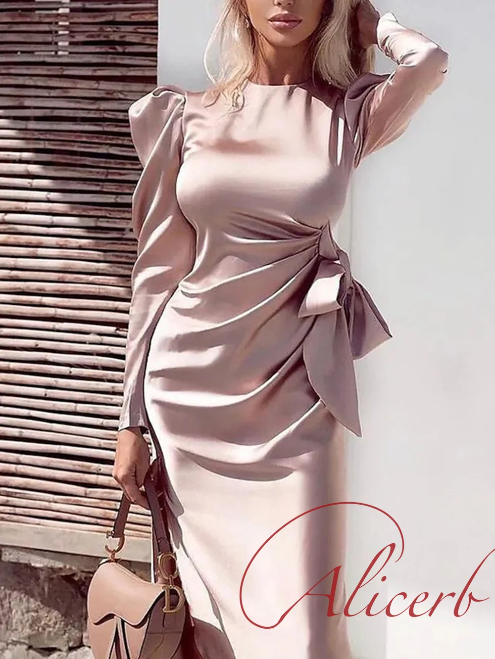Alicerb 2024 Преобразование оболочки Сексуальные вечерние платья для выпускного вечера с драгоценным вырезом, Элегантная Асимметричная драпировка с длинным рукавом, чистый цвет Изображение 1