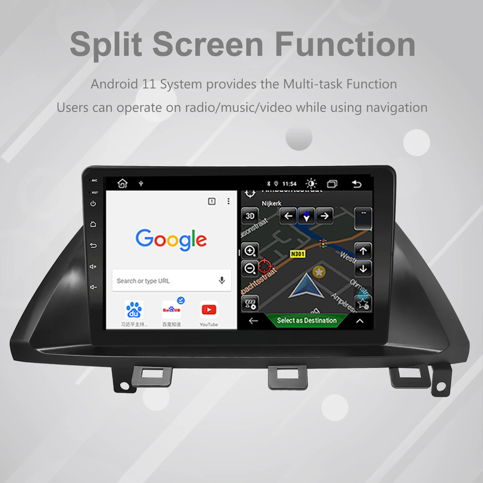 Android 11 Автомобильная Стереосистема 10,1 дюйма Для Honda Odyssey 2005-2010 Емкостный Сенсорный Экран GPS Навигация Bluetooth USB Плеер Вспышка Изображение 2