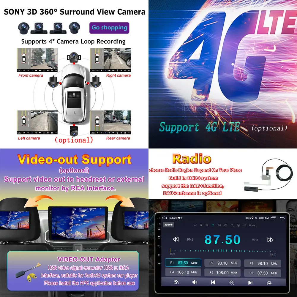 Android 13 для Peugeot 5008 4008 3008 2017 - 2020 Автомобильный радиоприемник, Мультимедийный видеоплеер, 4G LTE Навигация, GPS, Carplay Bluetooth Изображение 4