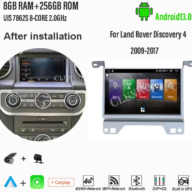 Clunko Для Land Rover Discovery 4 2009-2017 Android 12 Автомобильный Радиоприемник Стерео Экран Tesla Мультимедийный Плеер Carplay Auto 8G + 256G Изображение 0