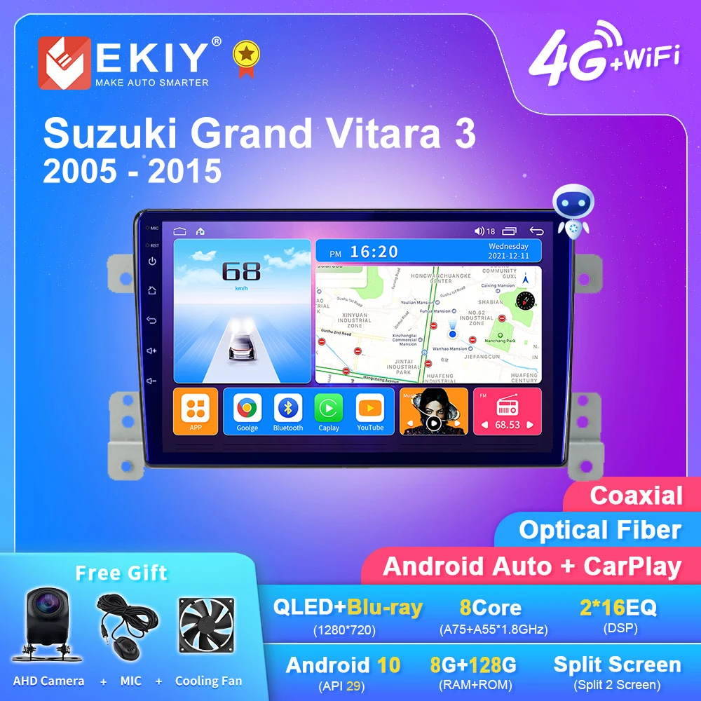 EKIY T7 7/9 дюймовое Android-радио для Suzuki Grand Vitara 3 2005-2015 Carplay Автомобильный мультимедийный видеоплеер Навигация стерео без 2din Изображение 0