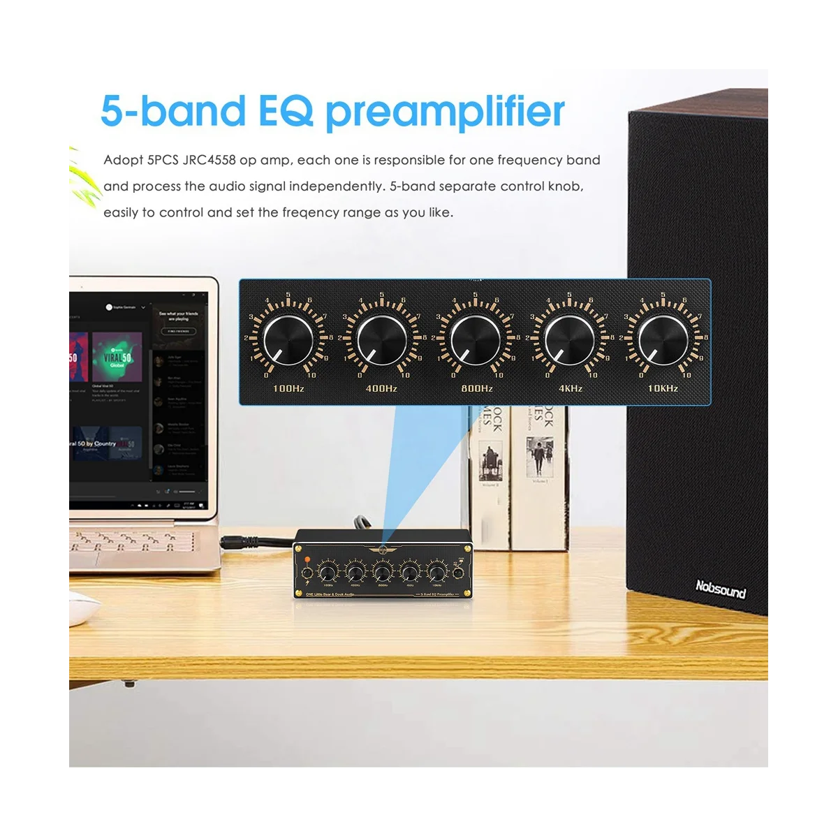 EQ5 2,0-канальный Mni 5-полосный аналоговый предусилитель эквалайзера Аудио Эквалайзер для домашнего/автомобильного аудиопроцессора Стерео предварительный усилитель Изображение 3