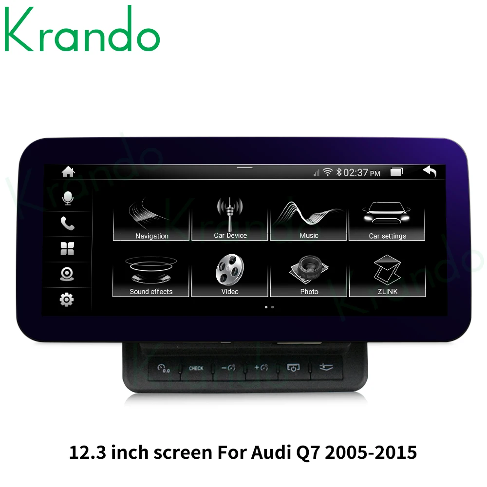 Krando Android 12.0 12.3 Дюймовый IPS Автомобильный Мультимедийный Плеер Для Audi Q7 2005-2015 Авторадио Навигация GPS Беспроводной Carplay Изображение 1