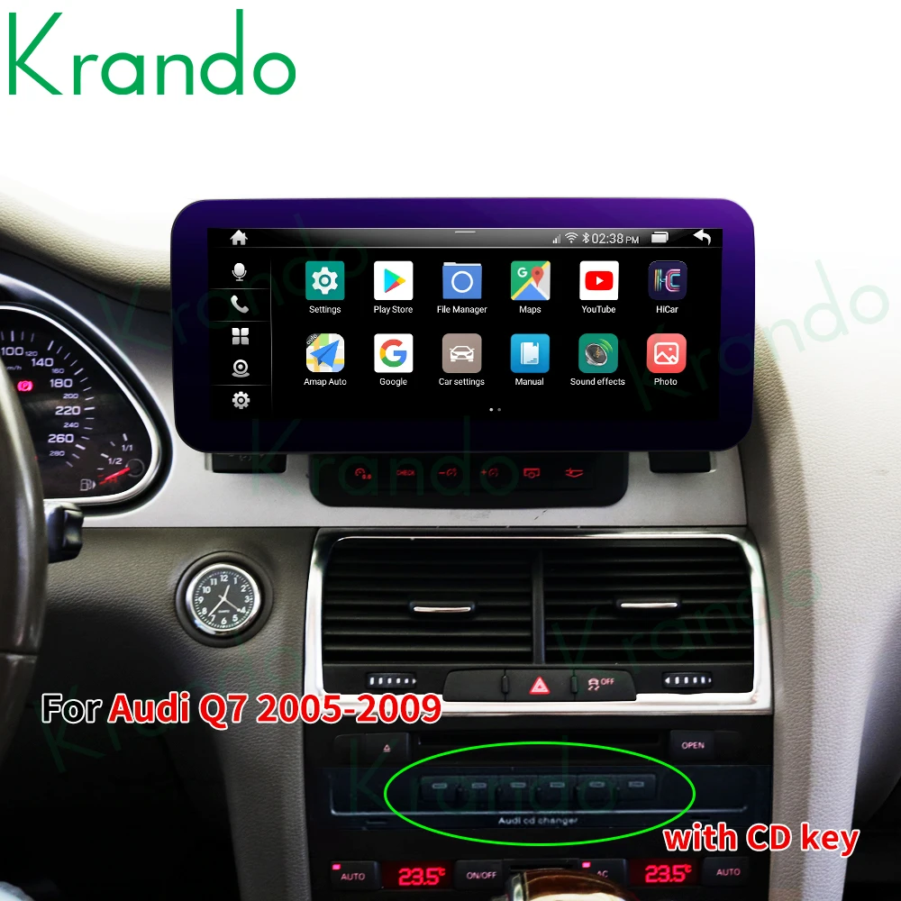 Krando Android 12.0 12.3 Дюймовый IPS Автомобильный Мультимедийный Плеер Для Audi Q7 2005-2015 Авторадио Навигация GPS Беспроводной Carplay Изображение 5