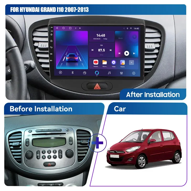 QSZN Для Hyundai Grand I10 2007-2013 2din Android 12,0 Автомобильный Радио Мультимедийный Видеоплеер GPS Навигация 4G Carplay Головное устройство Изображение 2