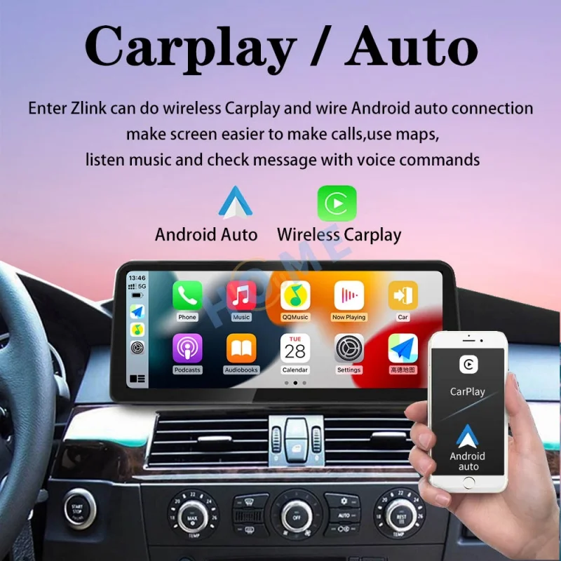 Qualcomm Android 13 GPS Навигационная Система Мультимедийный Видеоплеер Автомобильный Carplay для BMW 3 Серии E90 E91 5 Серии E60 E61 Изображение 2